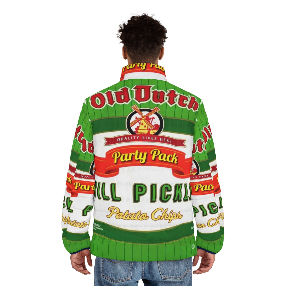 Old Dutch Dill Pickle Chips Puffer Jacket with a warm, insulated design - men back