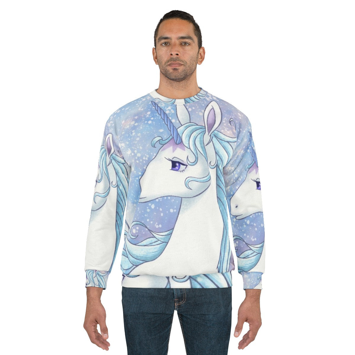 The Last Unicorn pastel-colored sweatshirt featuring a magical unicorn design - men