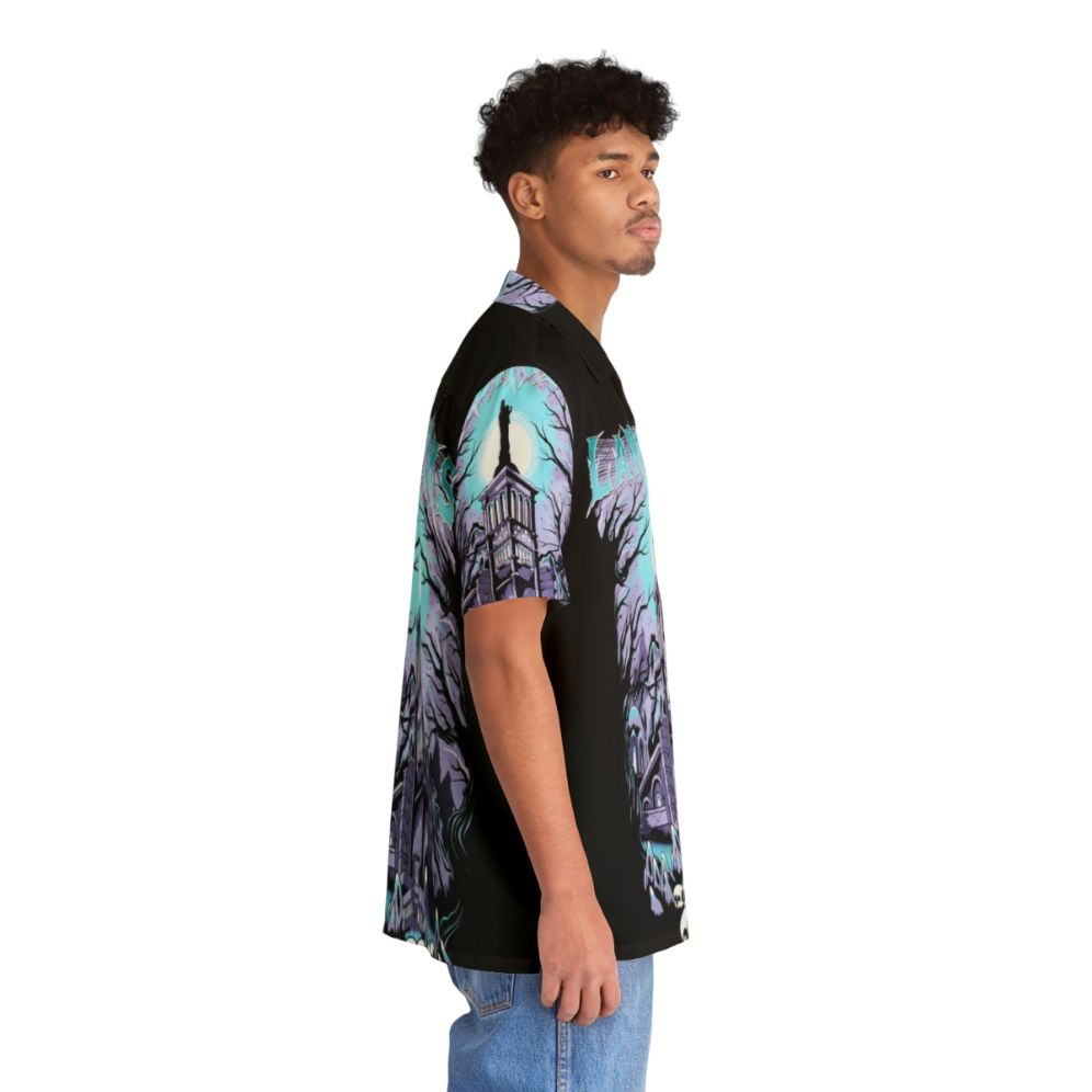 Skull Castle Hawaiian Shirt featuring a dark, spooky castle design - People Pight