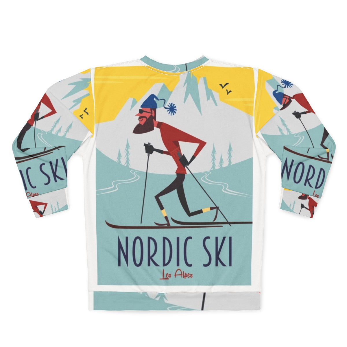 Nordic ski poster printed on a cozy sweatshirt - Back