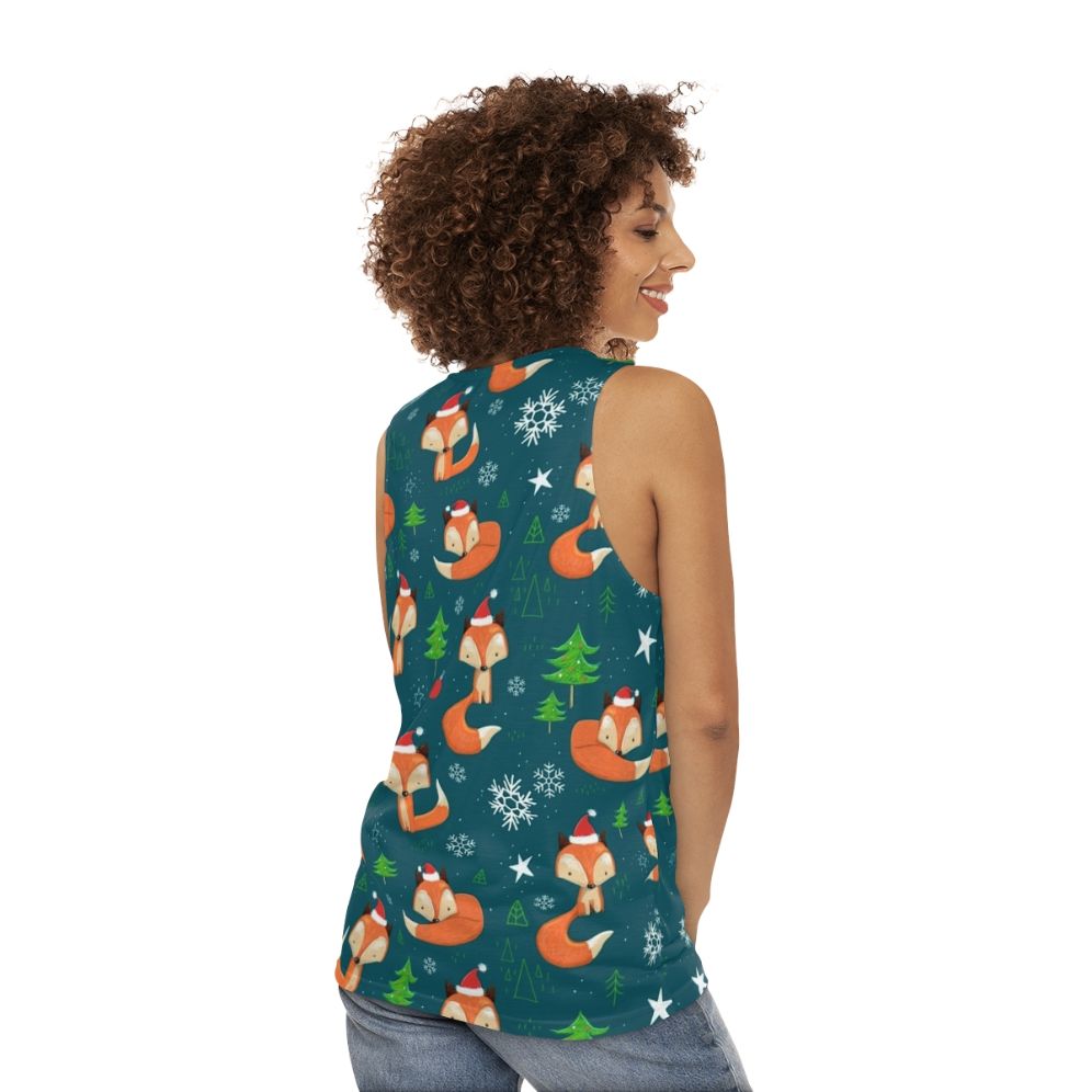 Cozy Winter Fox Christmas Holiday Unisex Tank Top - women back