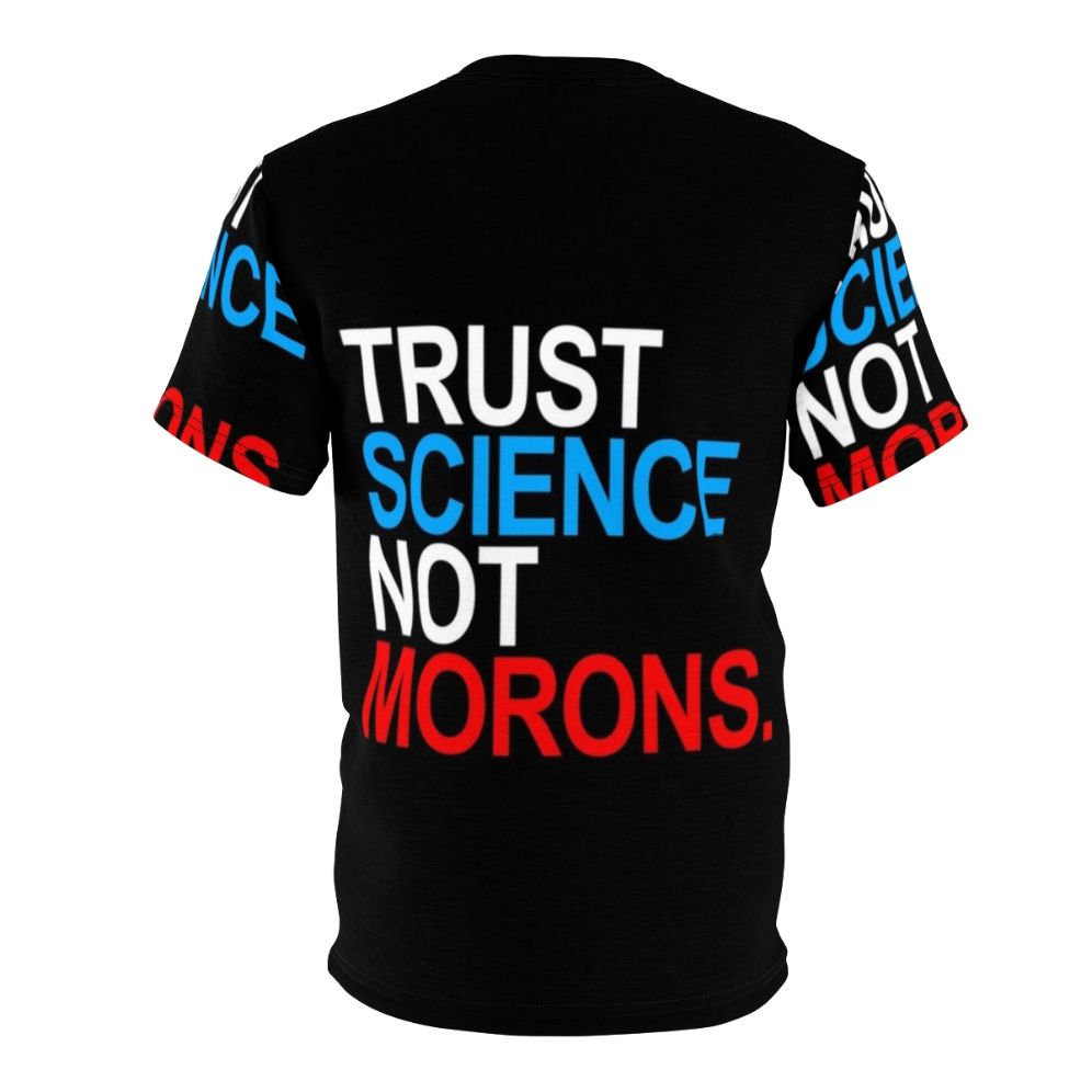 Patriotic trust science not morons red white and blue COVID-19 t-shirt - Back