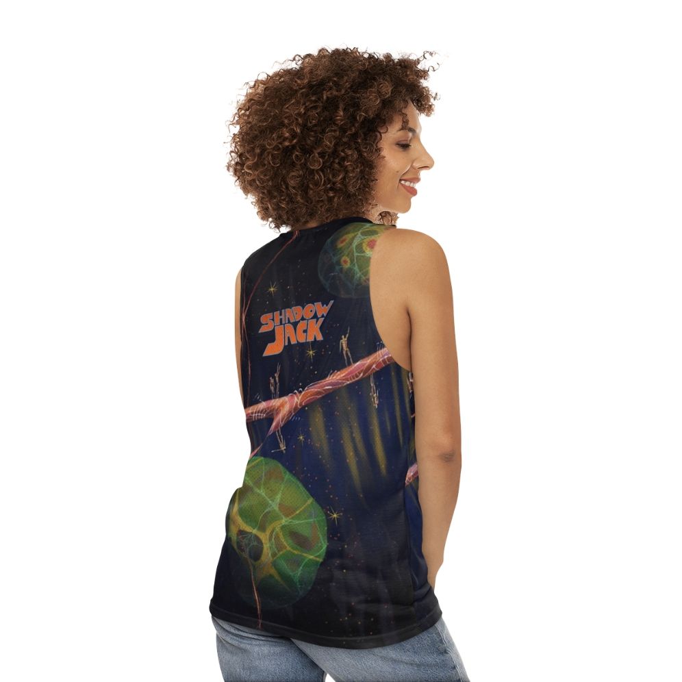 Shadowjack band merchandise unisex tank top with psychedelic space design - women back