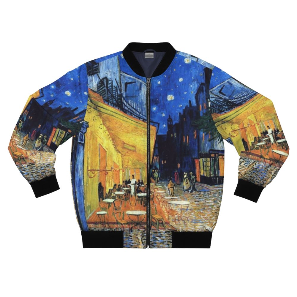 Vincent Van Gogh's "Cafe Terrace at Night" print on a bomber jacket