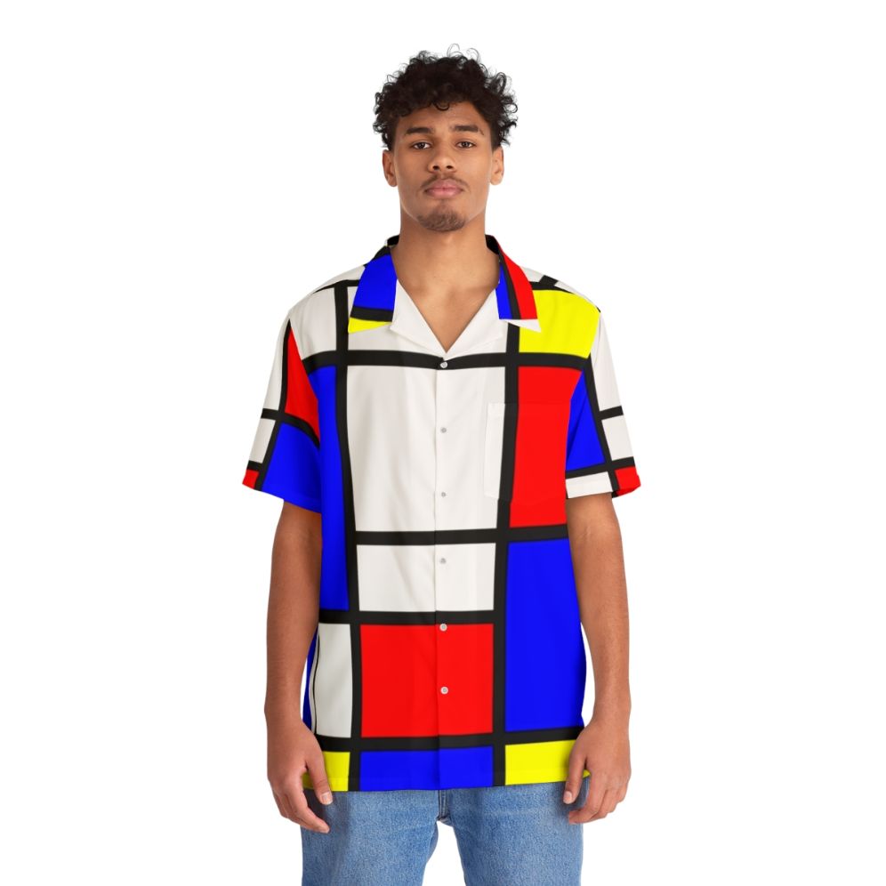 Mondrian inspired abstract geometric Hawaiian shirt - People Front