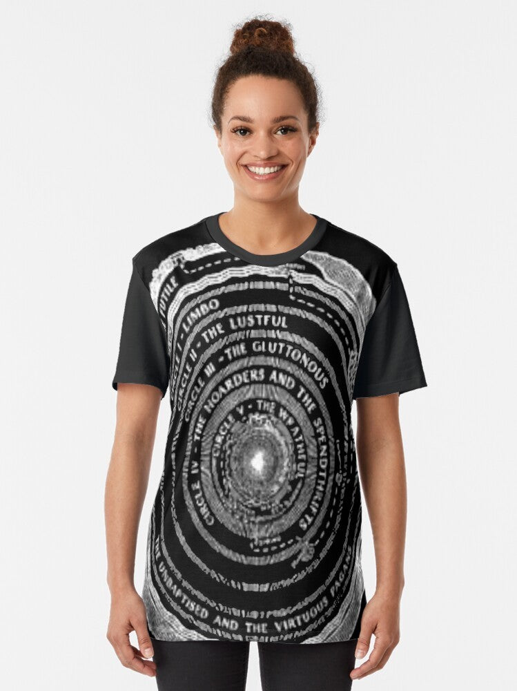 Dante's Inferno: Graphic T-Shirt Featuring Classic Medieval Literature Design - Women