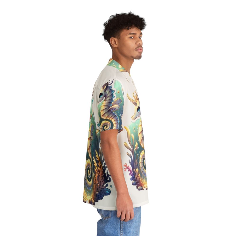 Legendary fantasy seahorse and deer in a Hawaiian shirt print - People Pight