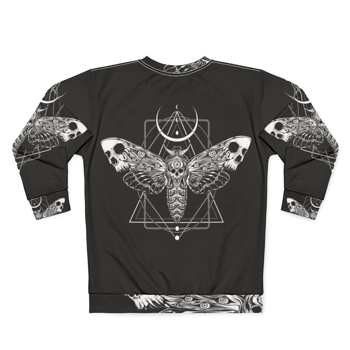 Surreal death moth graphic on a black sweatshirt - Back