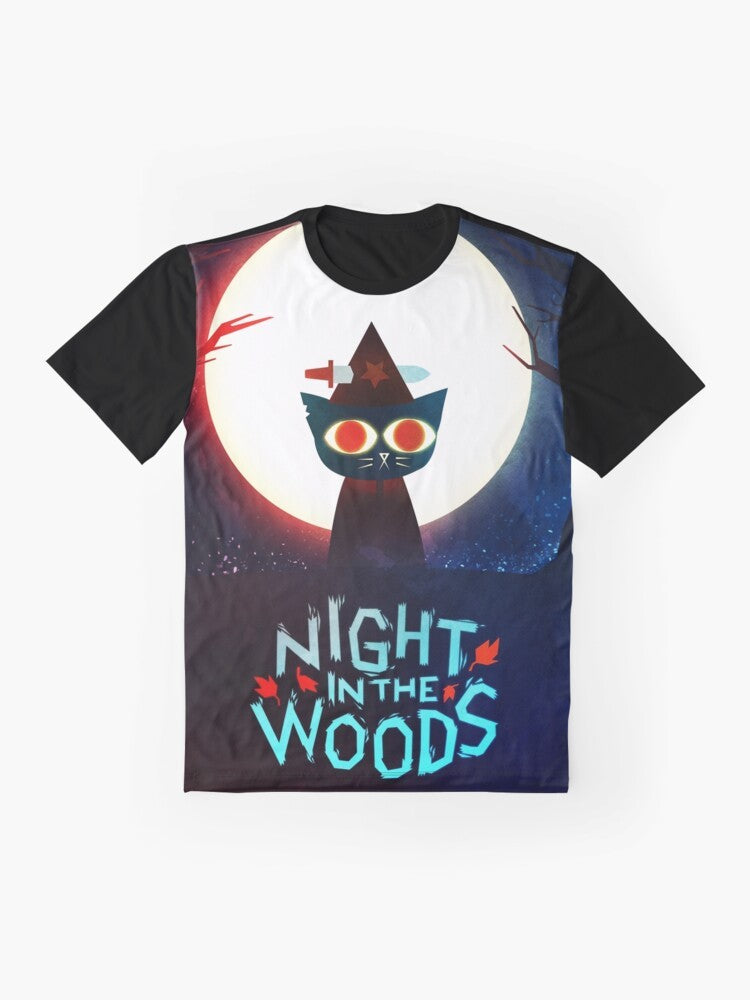 Graphic t-shirt featuring a witch's dagger design inspired by the video game "Night in the Woods" - Flat lay