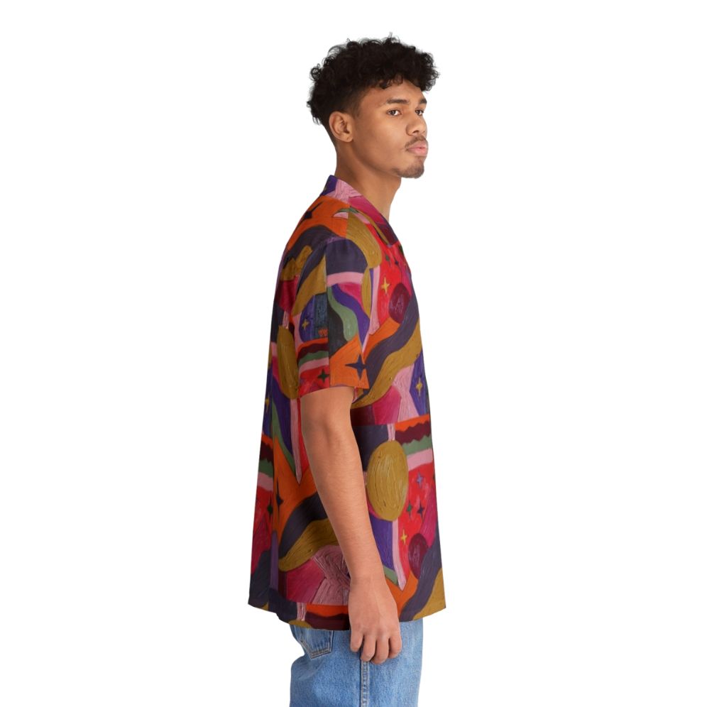 Vibrant abstract Hawaiian shirt with colorful geometric prints and sparkly accents - People Pight