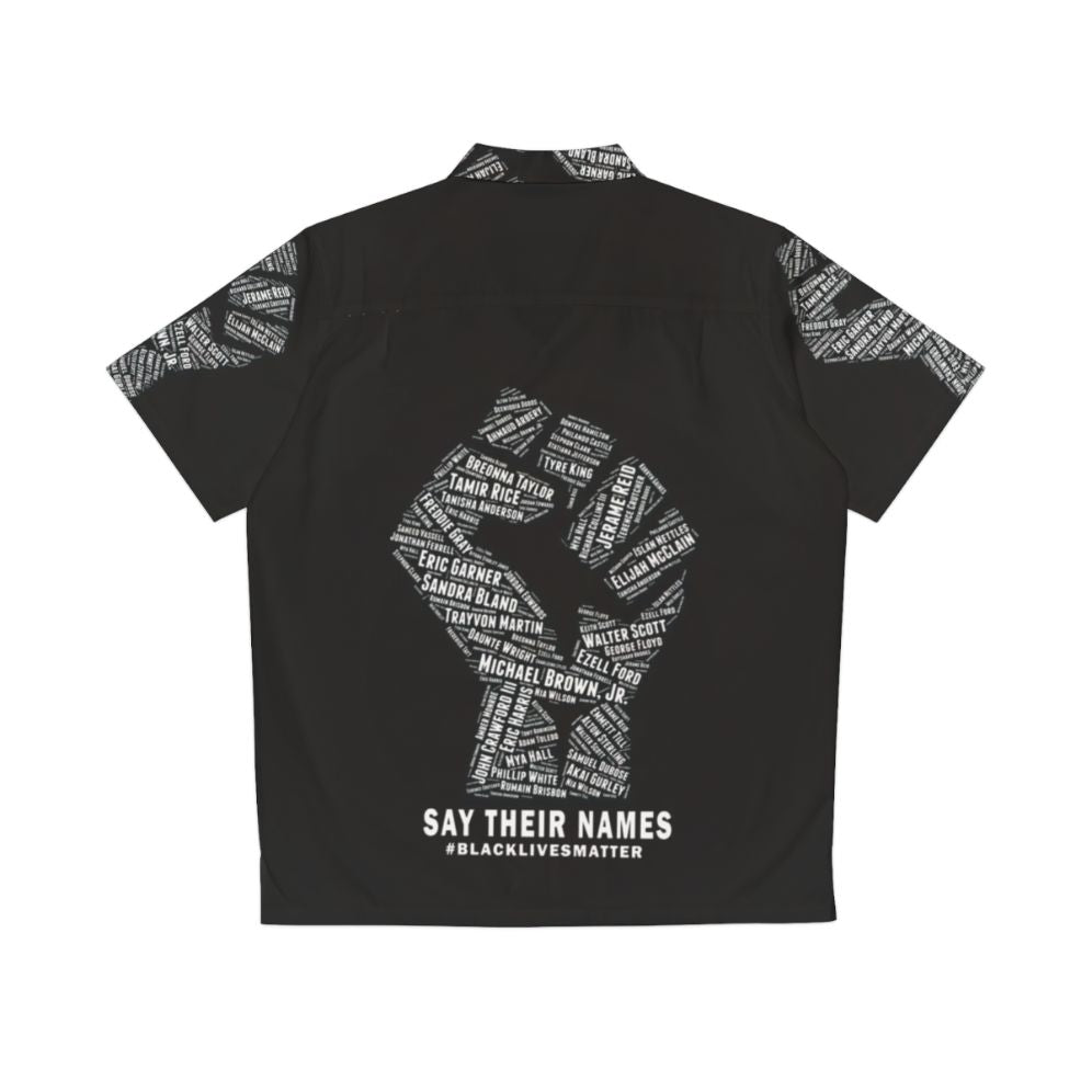 Black Lives Matter Hawaii Shirt with Protest Fist Graphic - Back