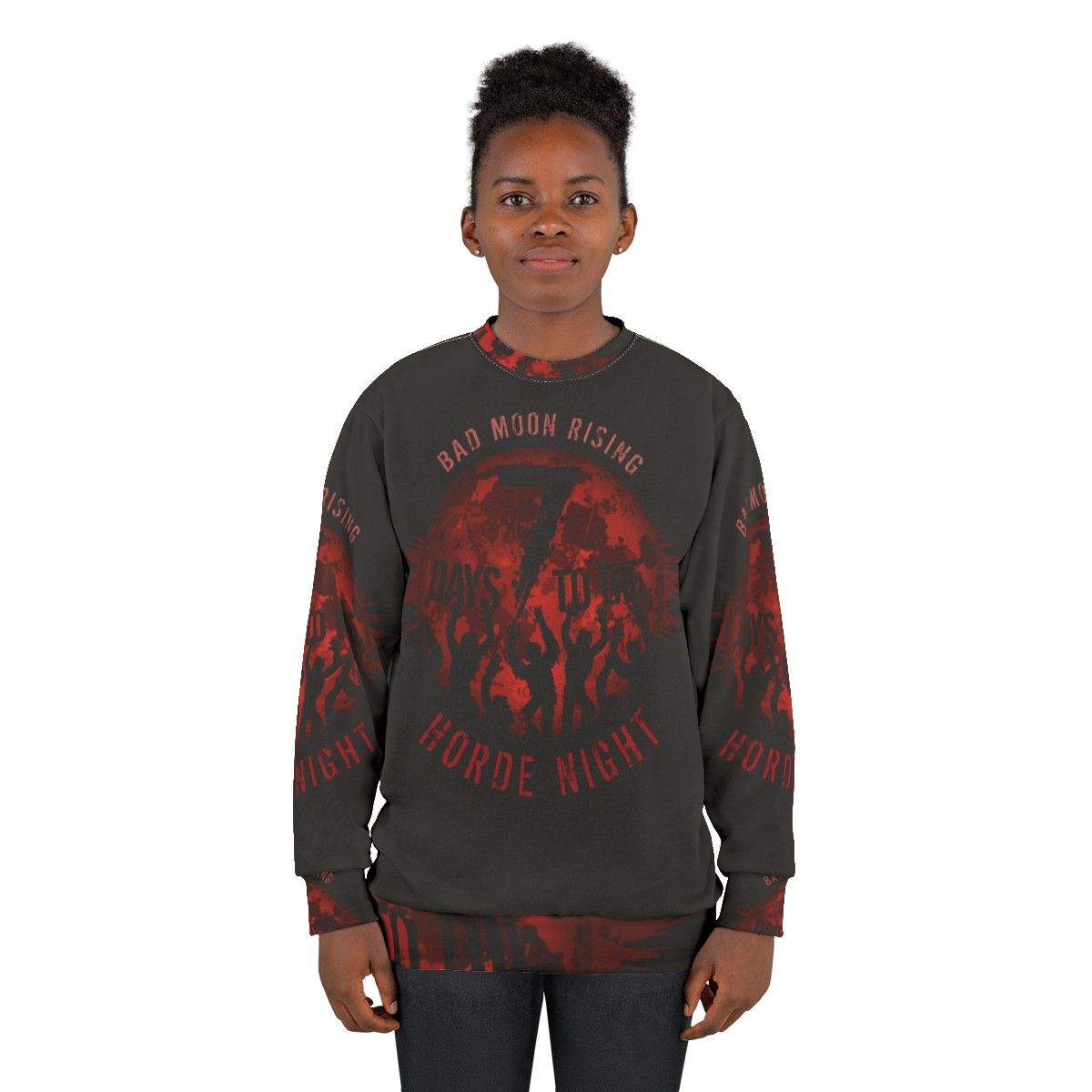 "7 Days to Die Bad Moon Rising Horror Gaming Sweatshirt" - women