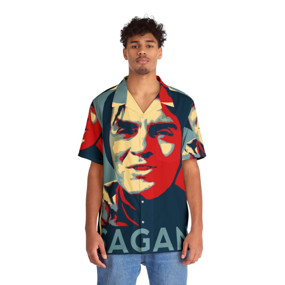 Carl Sagan Hawaiian Shirt featuring Cosmic Imagery - People Front