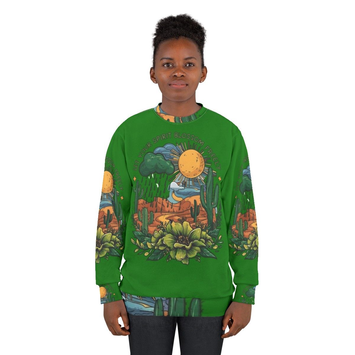 Floral nature blossoms sweatshirt - women