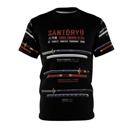 Zoro Santoryu Inspired Anime Katana T-shirt Design