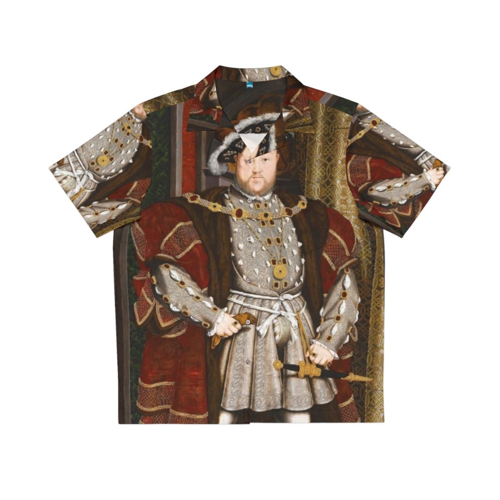 King Henry VIII Hawaiian Shirt with Tudor Monarch and Renaissance Art Inspired Design