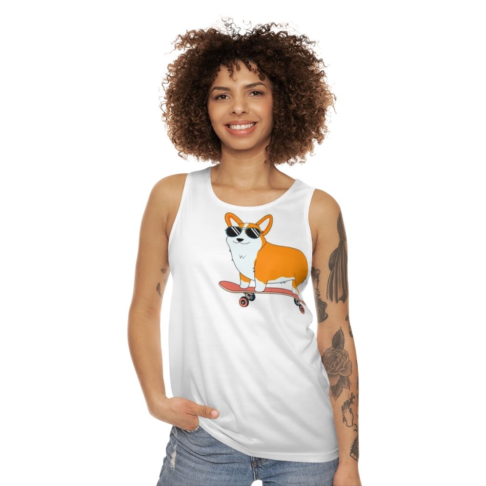 Corgi Skate Unisex Tank Top - women