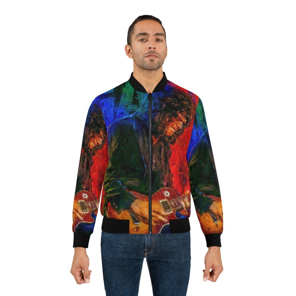 Gary Moore portrait art bomber jacket featuring the legendary musician - Lifestyle