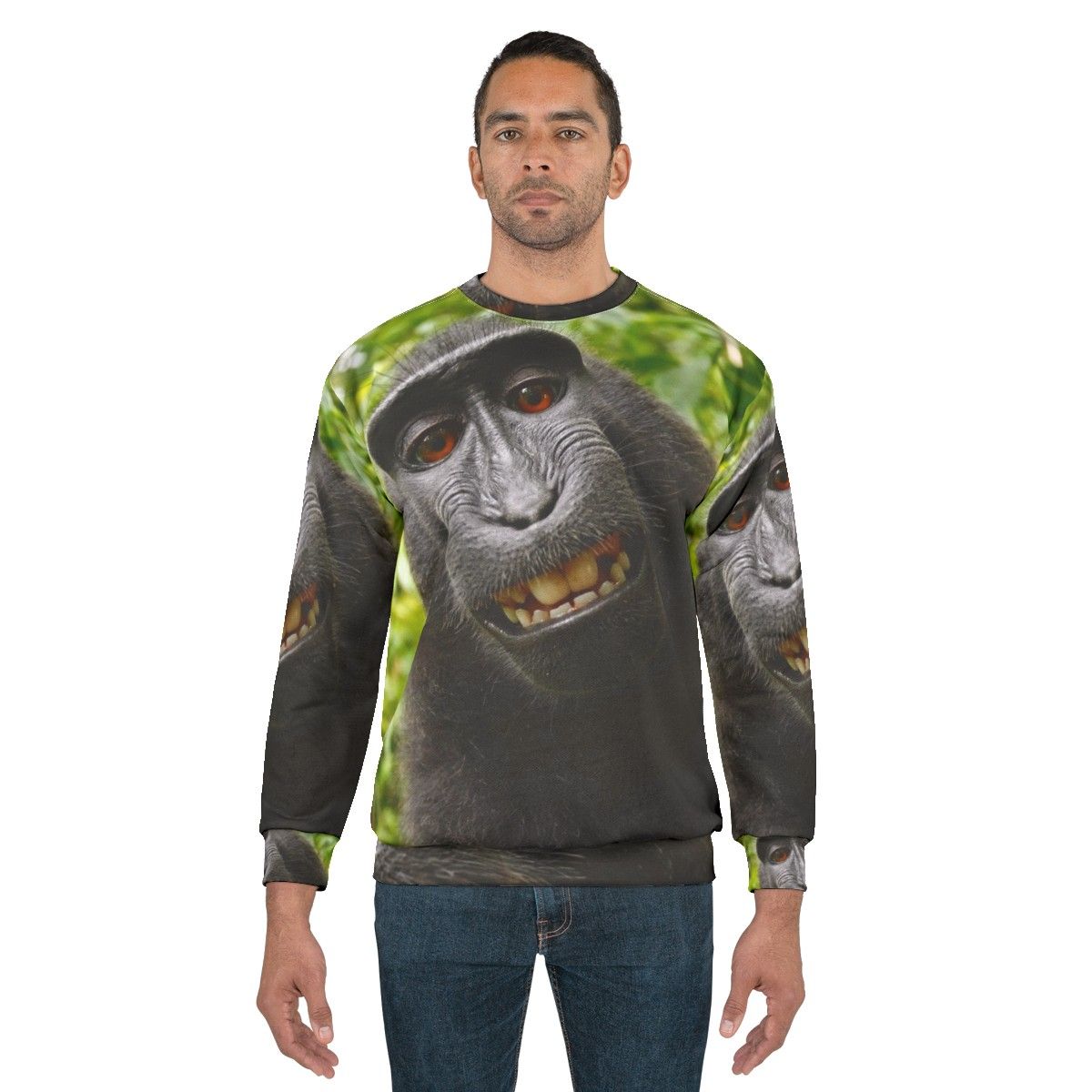 Monkey Business Casual Sweatshirt with a chimpanzee design - men