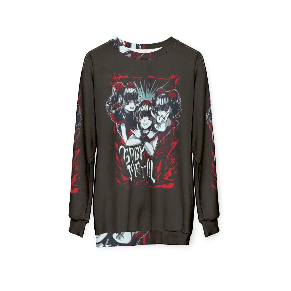 Babymetal anime design sweatshirt with heavy metal fashion - hanging