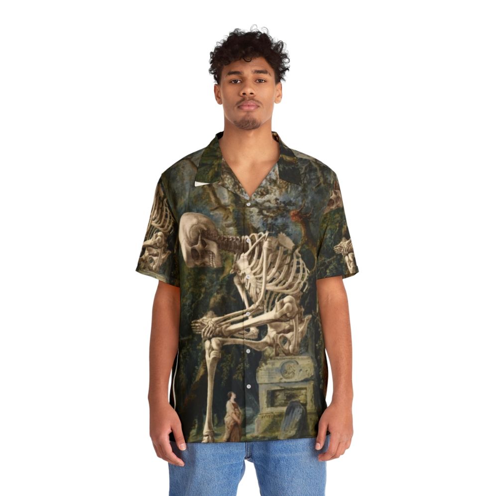 Surreal Hawaiian shirt with skull and skeleton collage - People Front