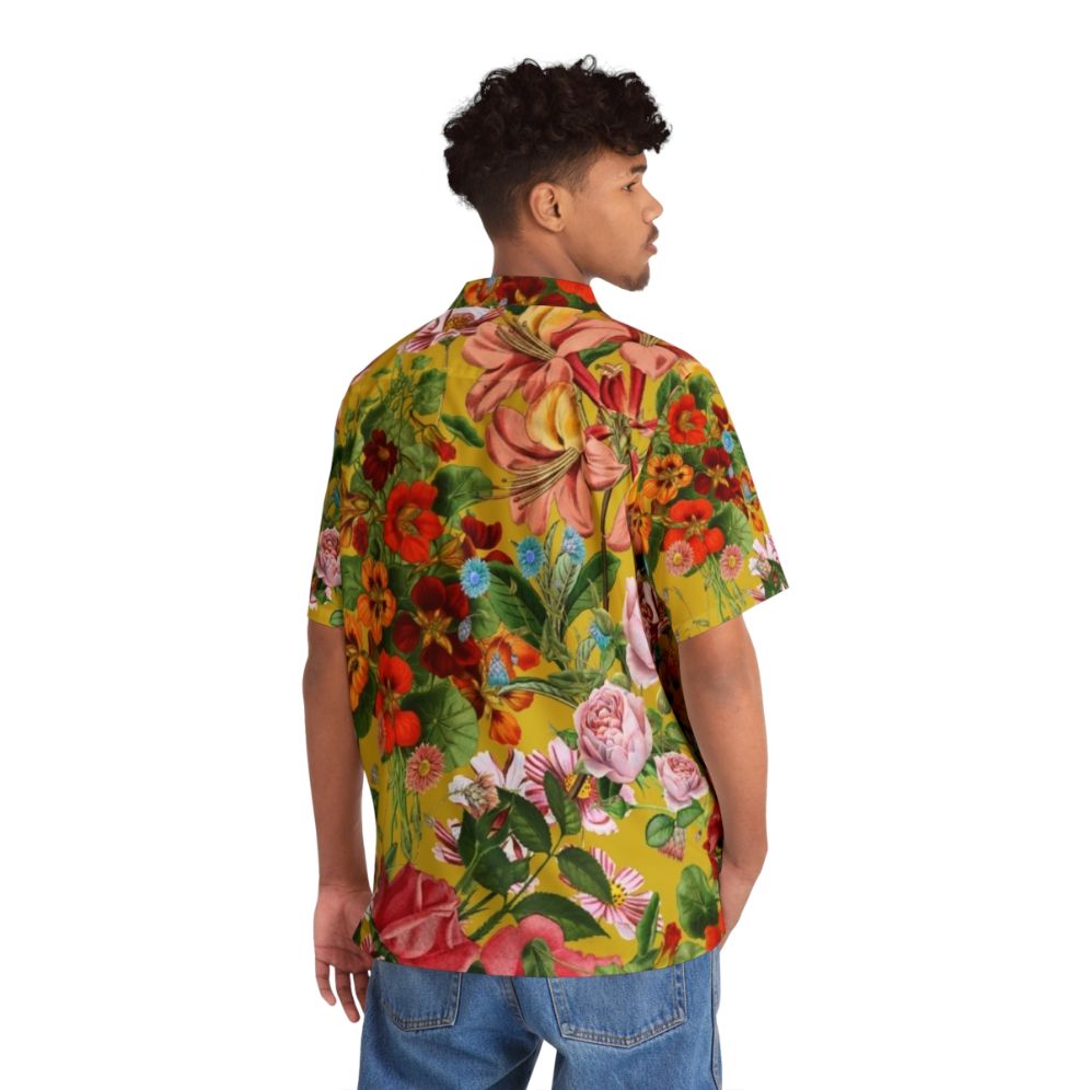 yellow floral vintage hawaiian shirt patterned with peonies - People Back