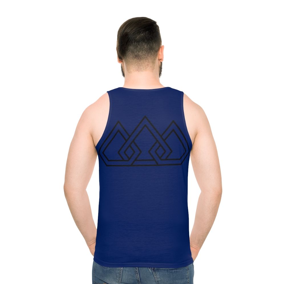 Unisex tank top with "Legend" design by The Score band - men back