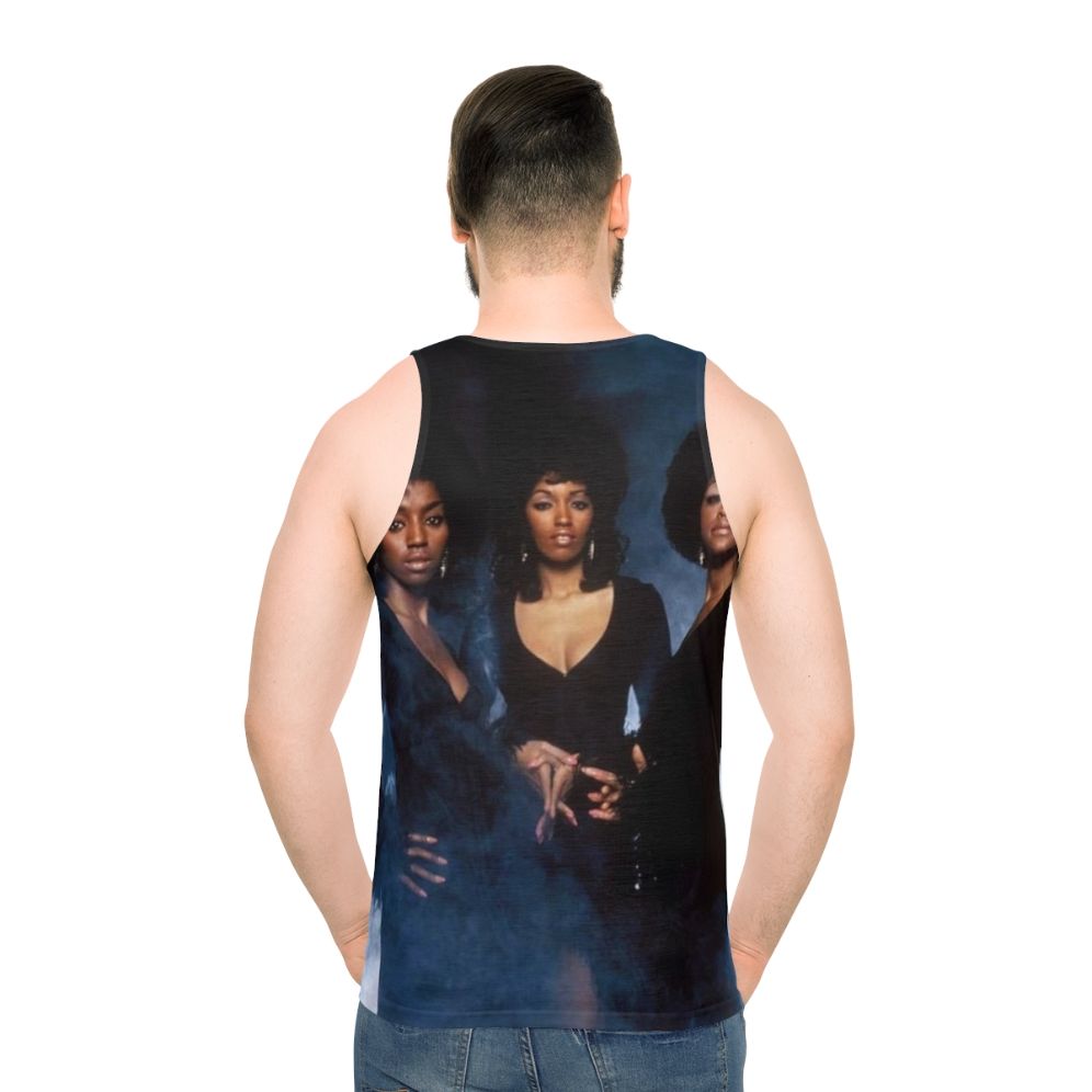 Unisex tank top featuring classic soul music design - men back