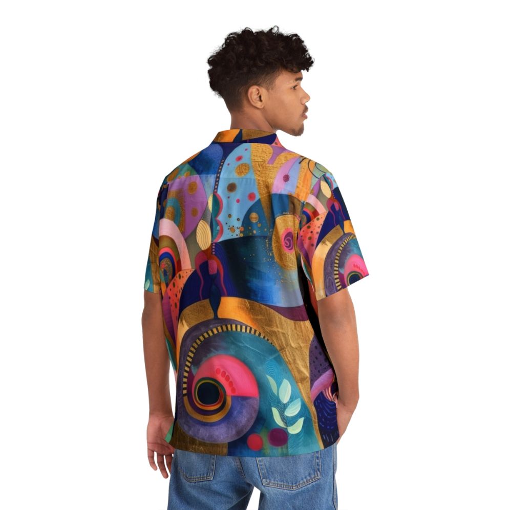 Tropical garden Hawaiian shirt with vibrant abstract patterns and floral design - People Back