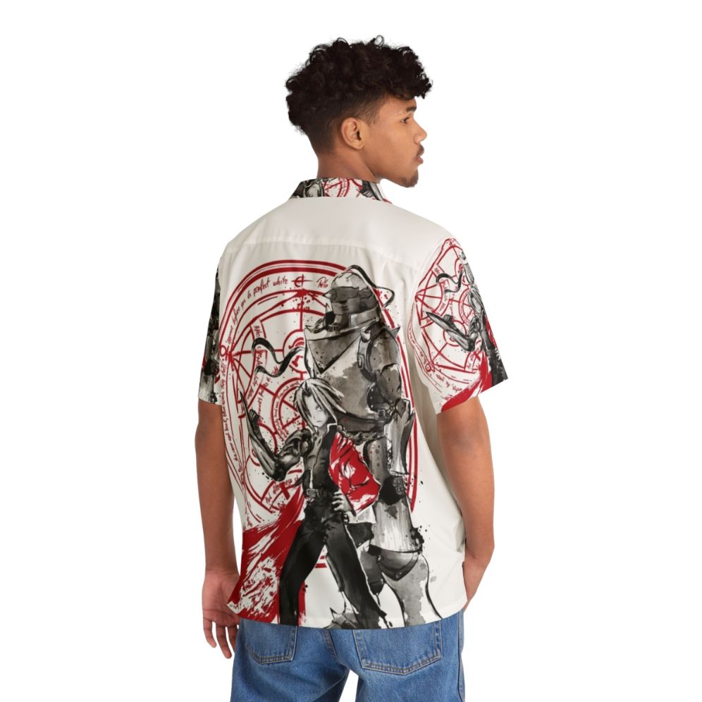 Brotherhood Sumi E Hawaiian Shirt featuring Fullmetal Alchemist inspired design - People Back