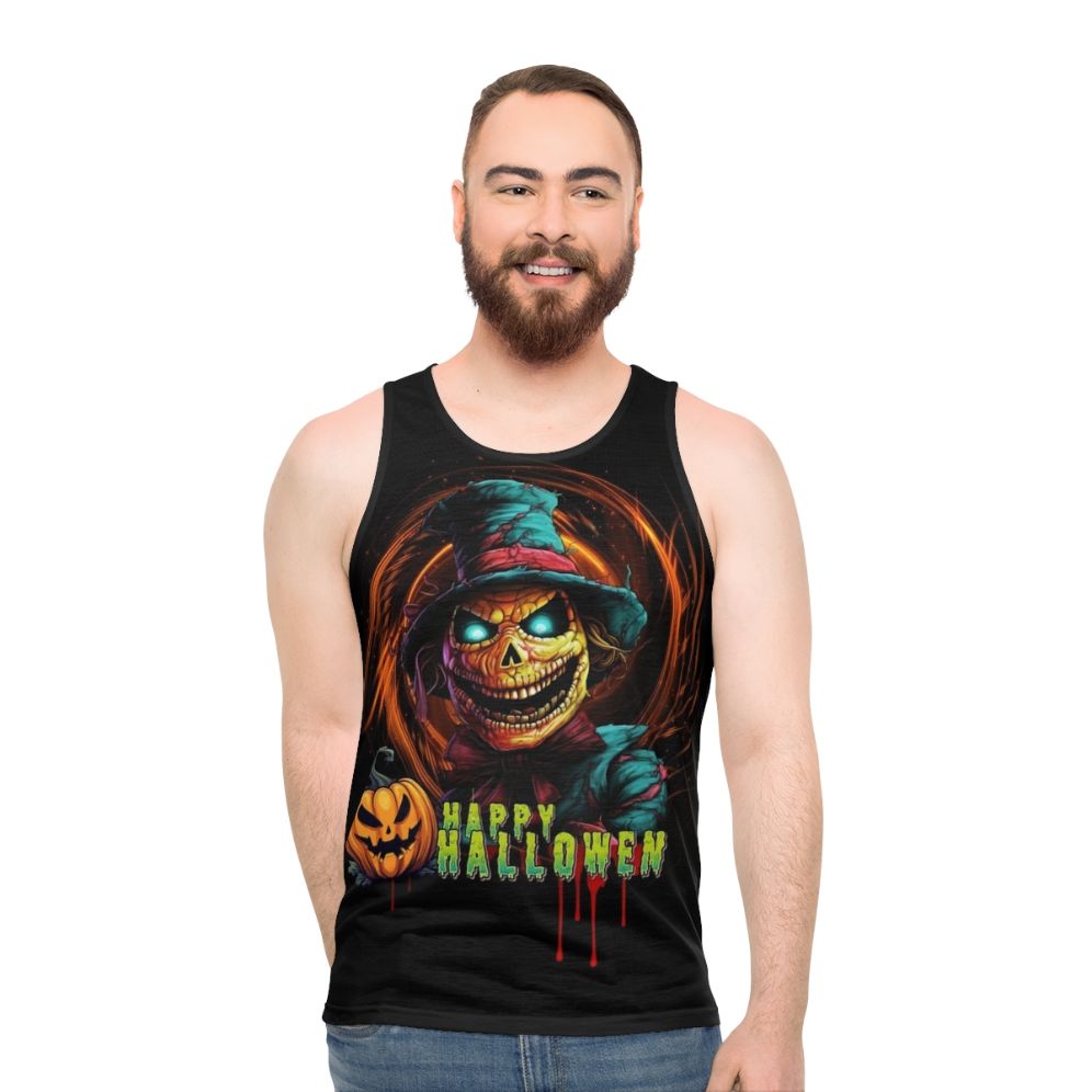 Spooky scarecrow unisex Halloween tank top - men