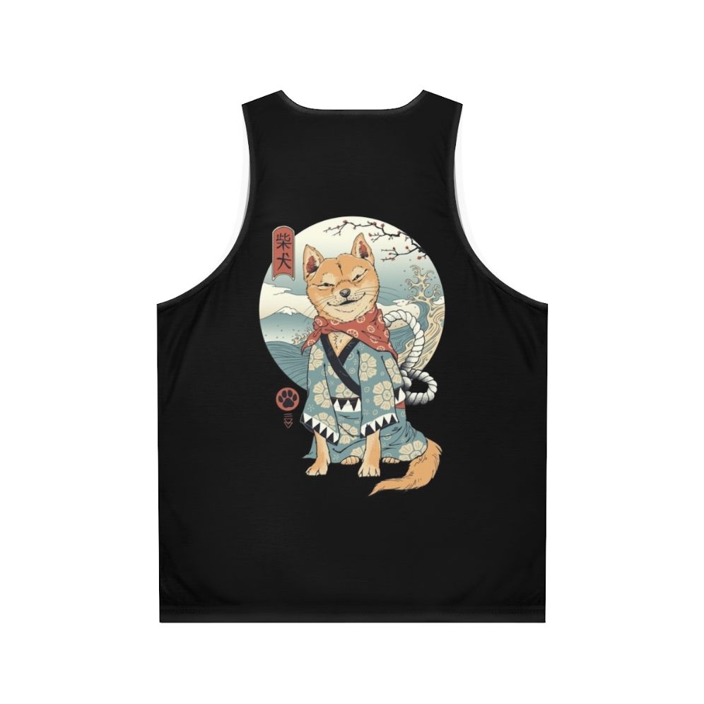 Shiba Inu Unisex Tank Top with Ukiyo-e Inspired Graphic - Back