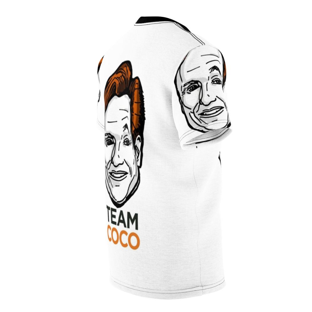 Conan O'Brien inspired All Over Print t-shirt featuring his distinctive eyebrows and "Team Coco" branding - men right