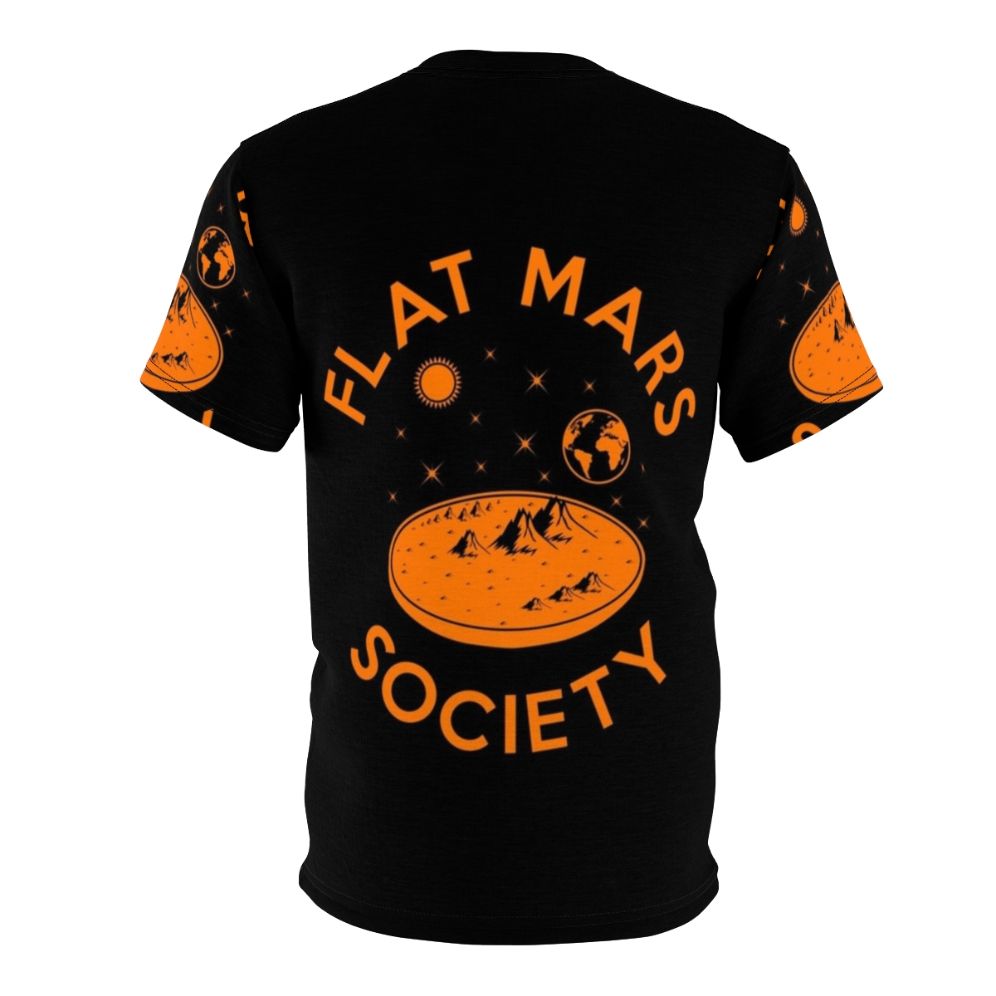 Flat Mars Society T-shirt featuring space, planets, and astronauts - Back