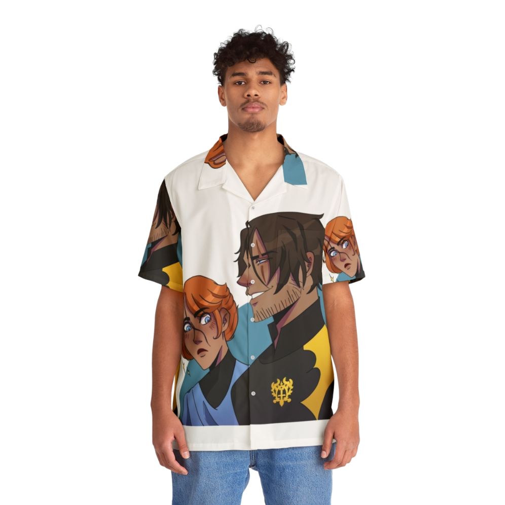 Castlevania Inspired Hawaiian Shirt featuring Sypha and Trevor Characters - People Front