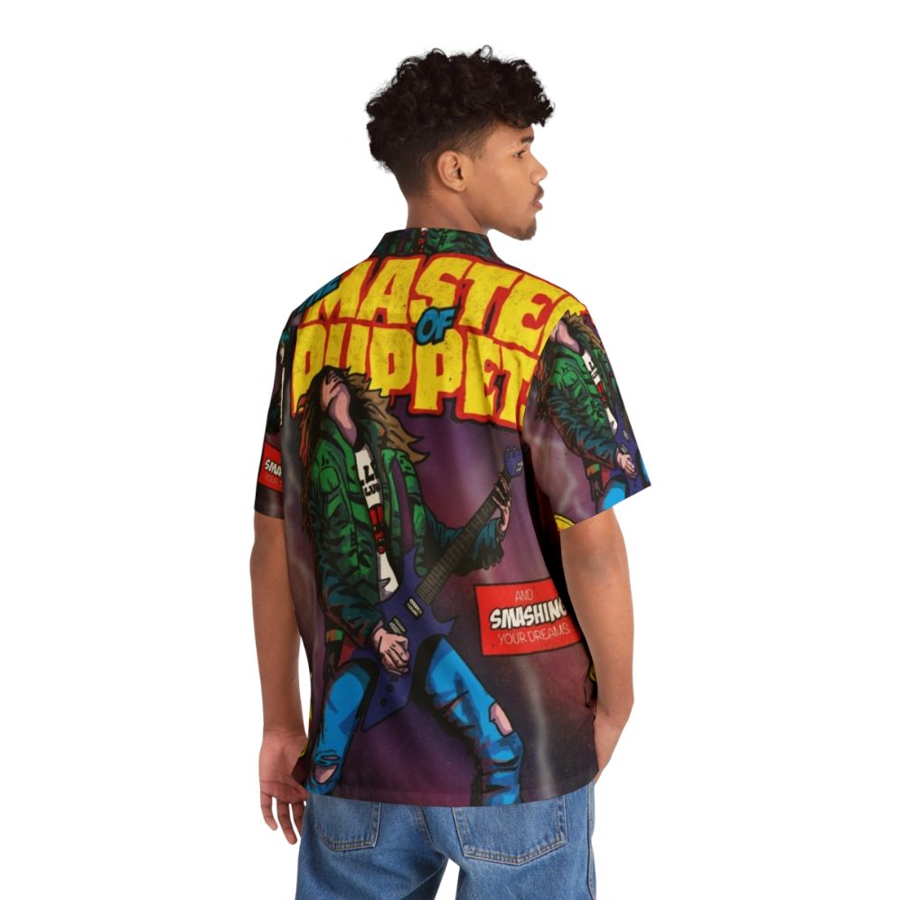 Metallica-inspired Hawaiian shirt with guitar and heavy metal design - People Back