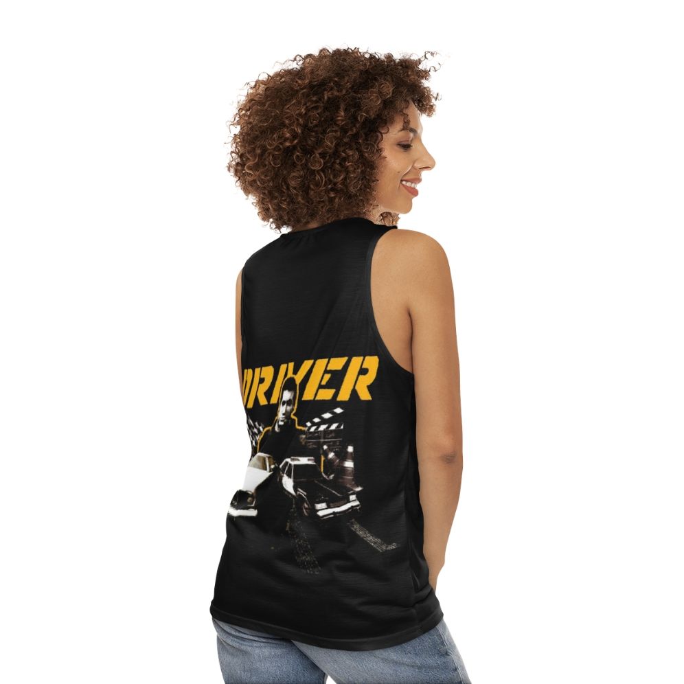 Unisex tank top featuring the 'Driver PSX Menu Enhanced' design - women back