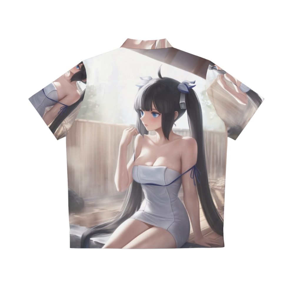 Hestia Familia Hawaiian Shirt with Anime Ecchi Onsen Design - Back