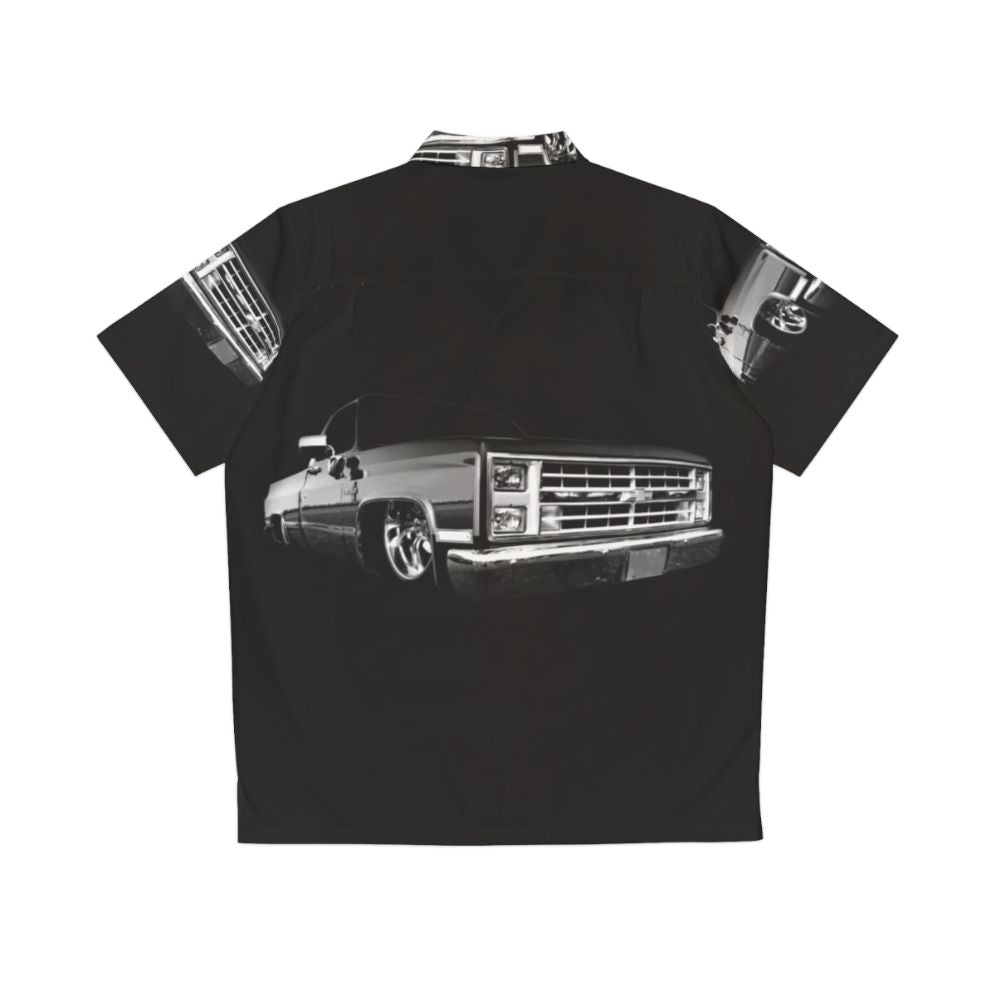 Black Chevy Silverado Square Body Pickup Hawaiian Shirt - Back