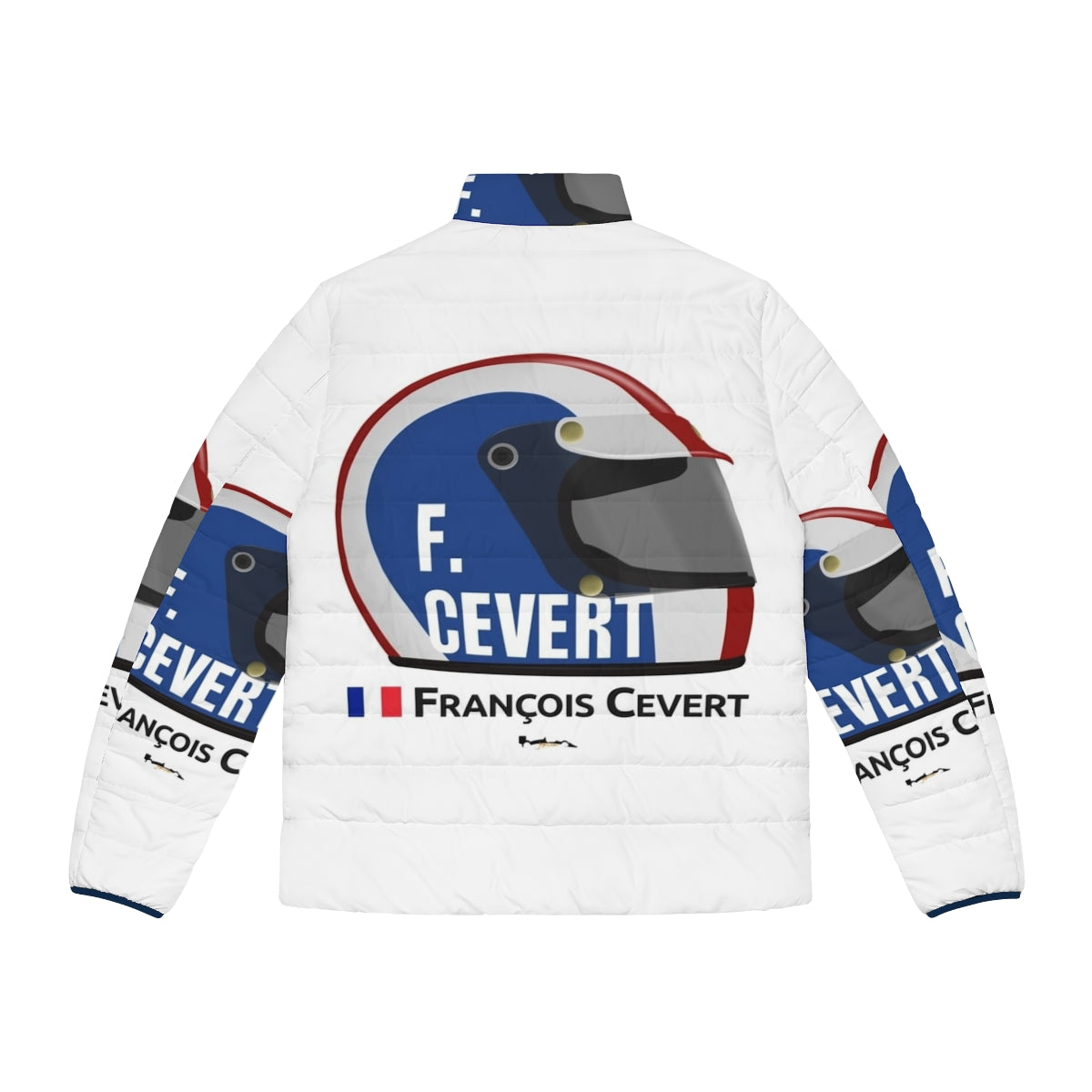 Francois Cevert Vintage Racing Helmet Puffer Jacket - Back