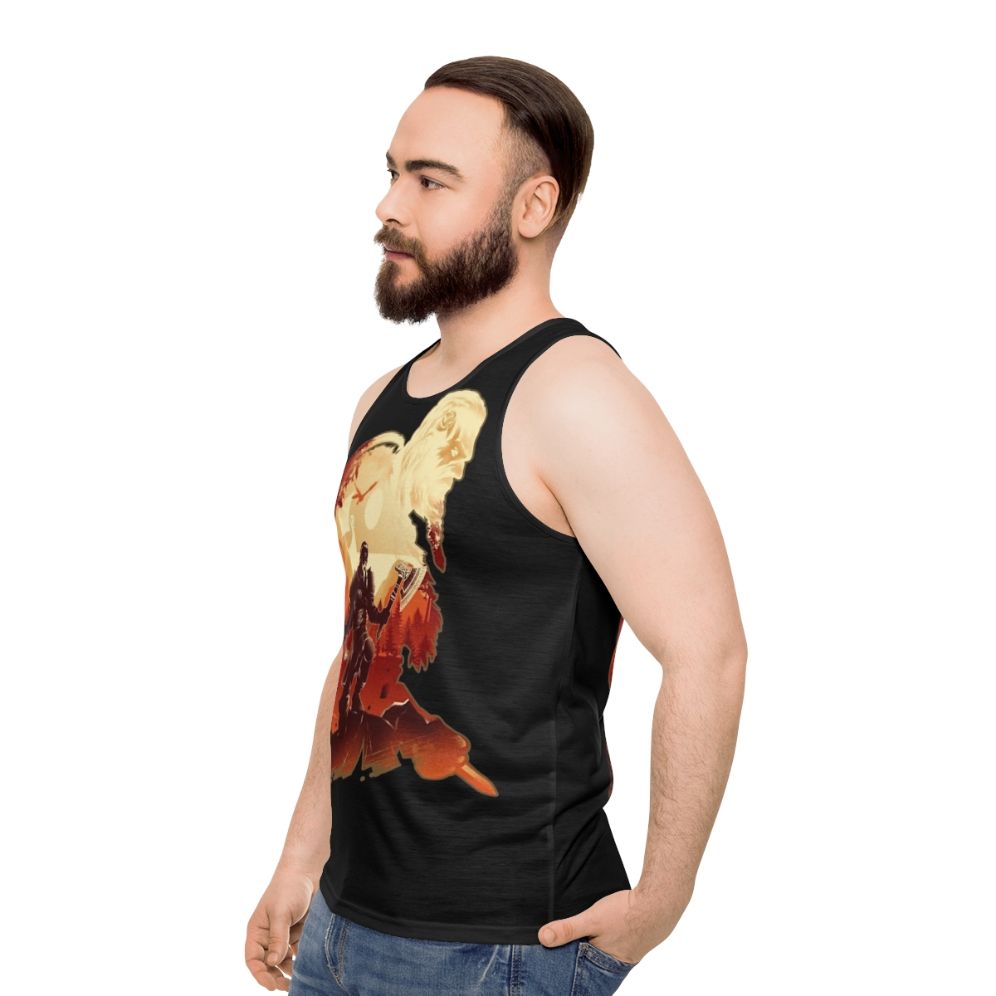 Unisex Viking Adventure Tank Top with Assassin's Creed Valhalla Inspired Design - men side