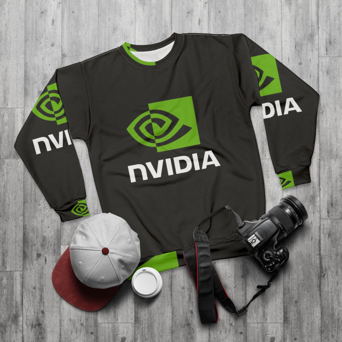 Nvidia Sweatshirt with Nvidia Logo - flat lay