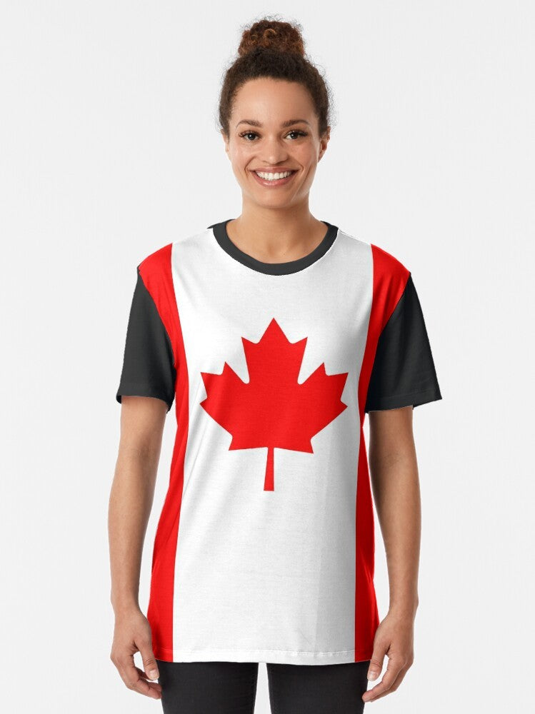 Canada Flag Graphic T-Shirt - Celebrate Canadian national pride with this stylish graphic tee featuring the iconic Canadian flag. - Women