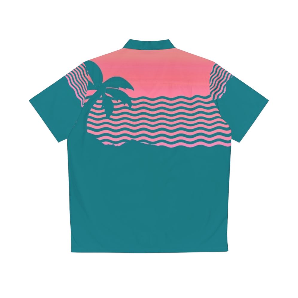 Sunset Fade Hawaiian Shirt with Indie Music and Vaporwave Aesthetic - Back