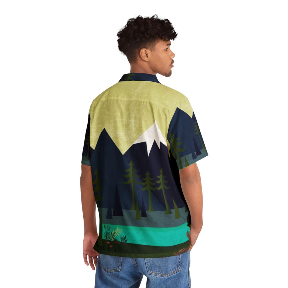 Colorful Hawaiian shirt with nature landscape and deer - People Back