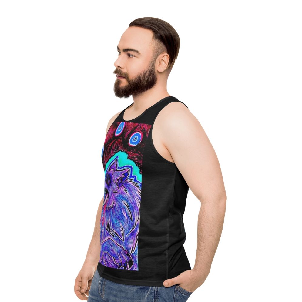 Psychedelic canine design unisex tank top - men side