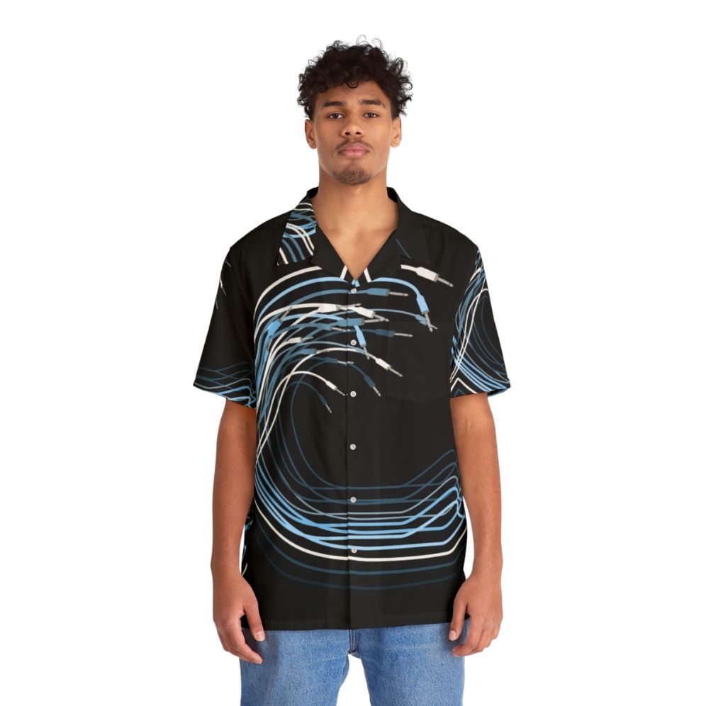 Modular synthesizer Hawaiian shirt with great wave design - People Front