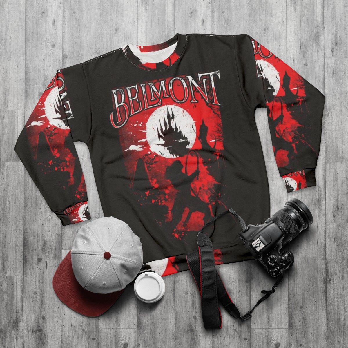 Belmont Vampire Hunter Sweatshirt - Castlevania Inspired - flat lay