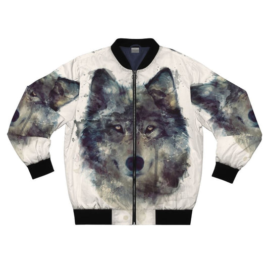 Persevere Wolf Watercolor Bomber Jacket