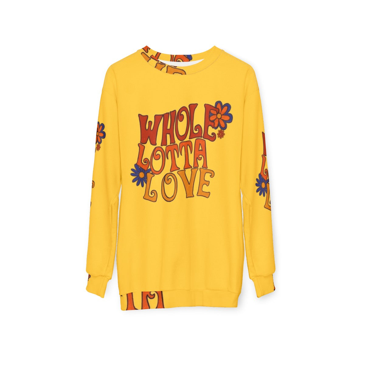 Whole Lotta Love Retro Sweatshirt with Led Zeppelin Inspired Typography - hanging